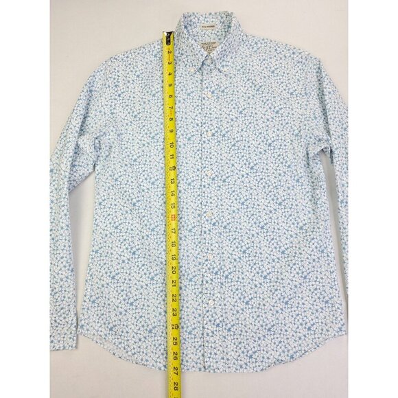 J. Crew Slim Stretch Untucked Size Small Men White Blue Floral Button Down Shirt - Picture 10 of 11